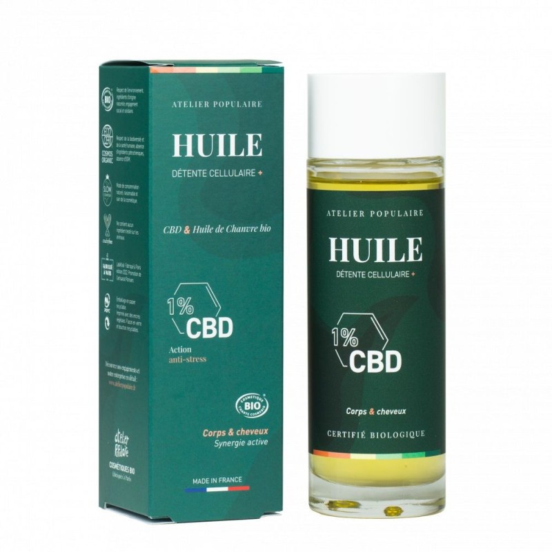 ATELIER POPULAIRE Huile Detente CBD Corps et Cheveux 100ml